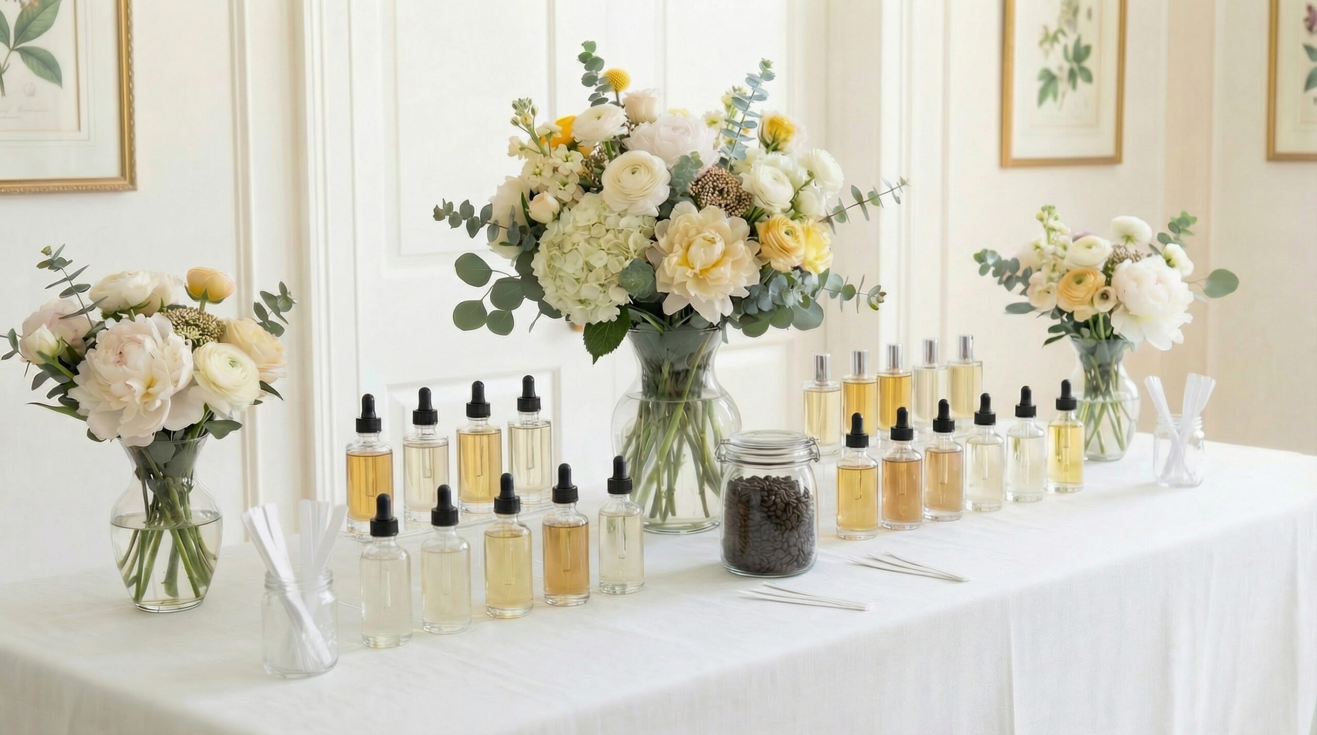 Glitters and Grace Perfume Bar elegant setup with fragrance selection