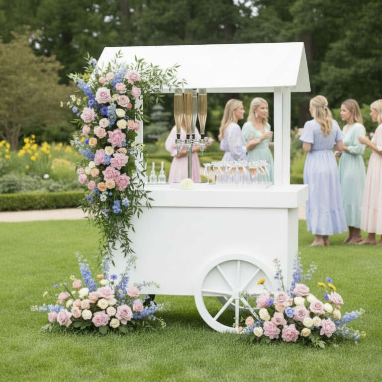 Bridal shower guests at a Glitters & Grace perfume bar