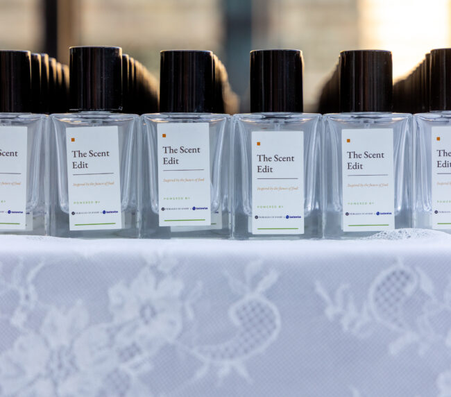 A perfumer composing a custom fragrance