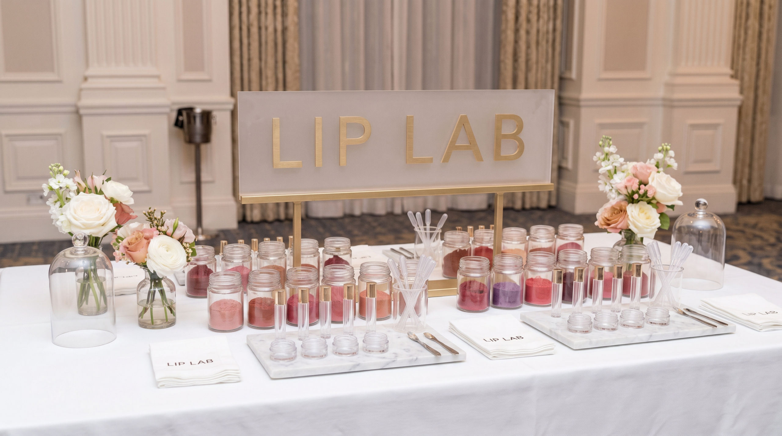 Lip lab station with custom shade blending for a teen party