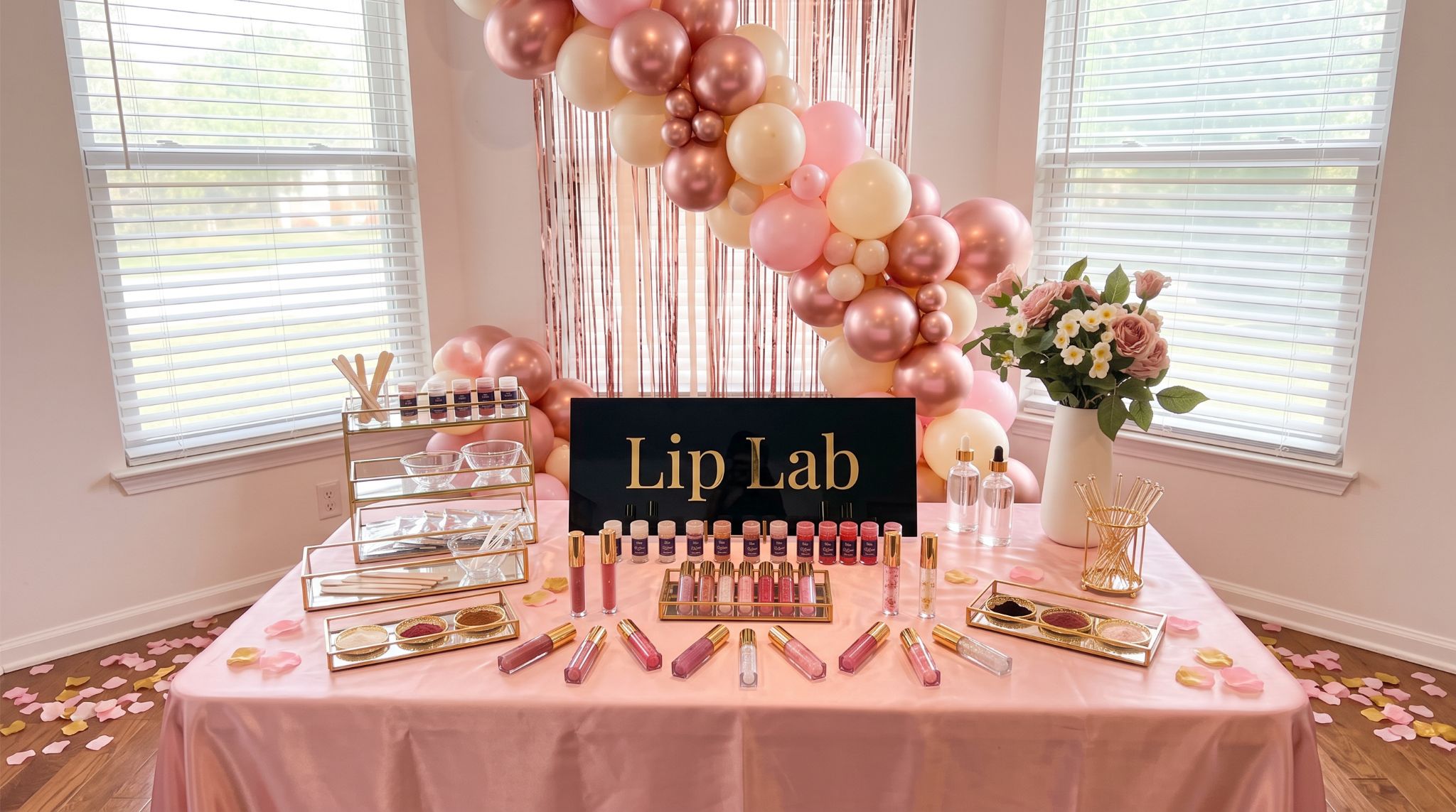 Lip Lab gloss blending station at a bat mitzvah party in Chicago