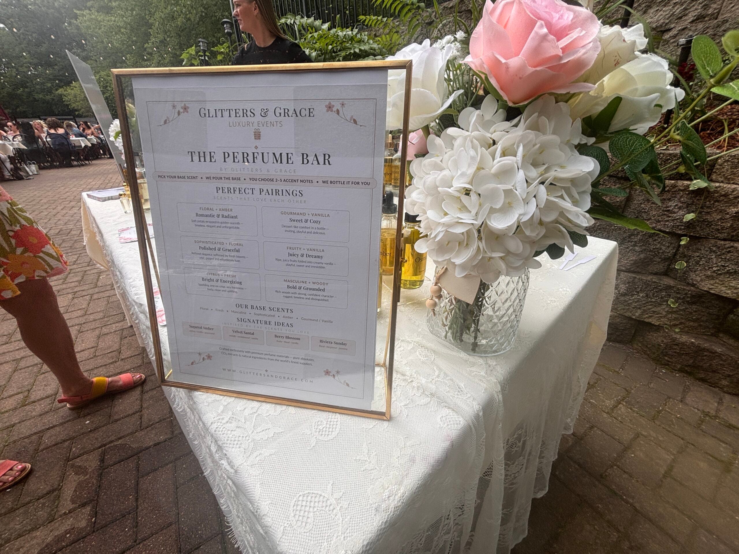 Perfume bar station styled for a teen celebration