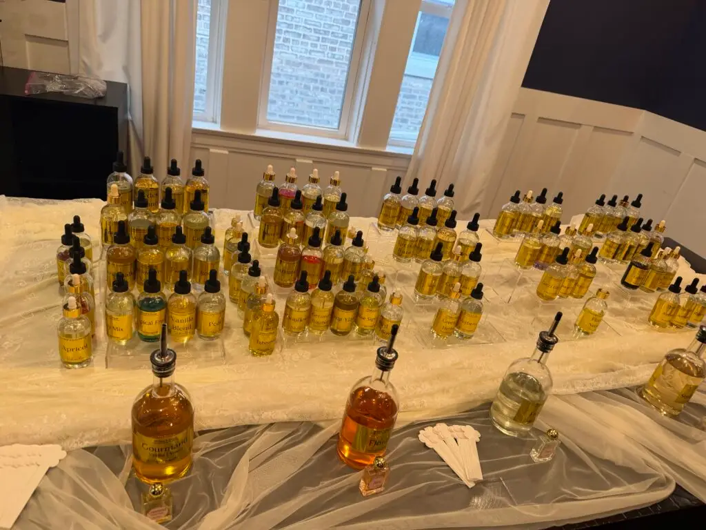 Perfume bar setup by Glitters & Grace